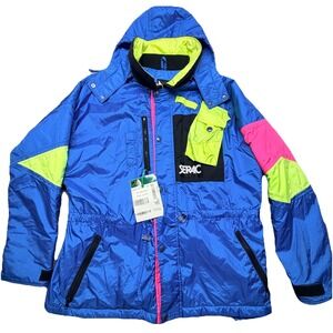 Vintage SERAC Ski Jacket – Neon Colorblock – 80s/90s Retro – Men's Size 44 Large